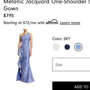 Rickie Freeman for Teri Jon Metallic Jacquard One Shoulder gown